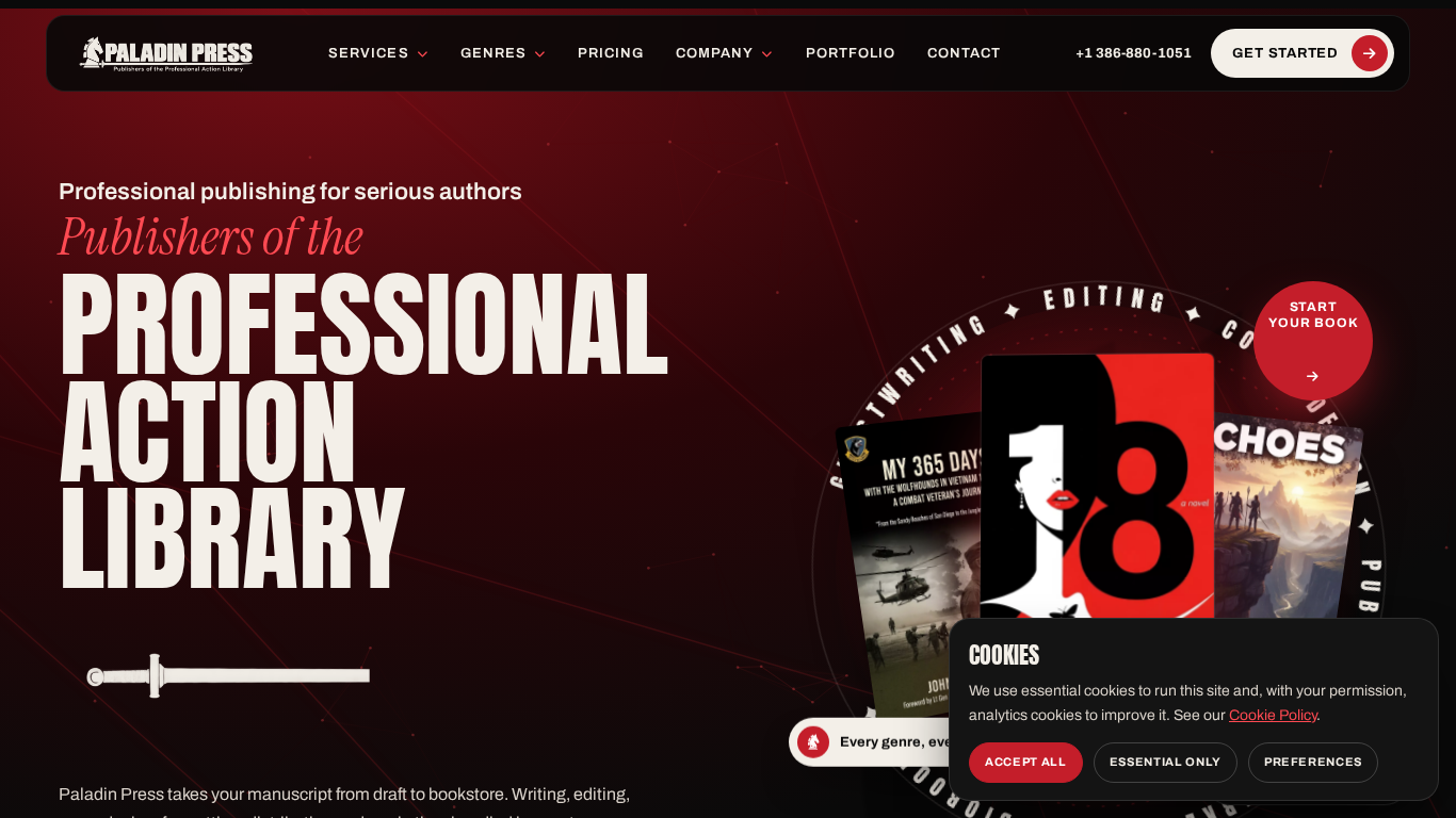 Desktop screenshot of paladinpress.co captured for SEO analysis