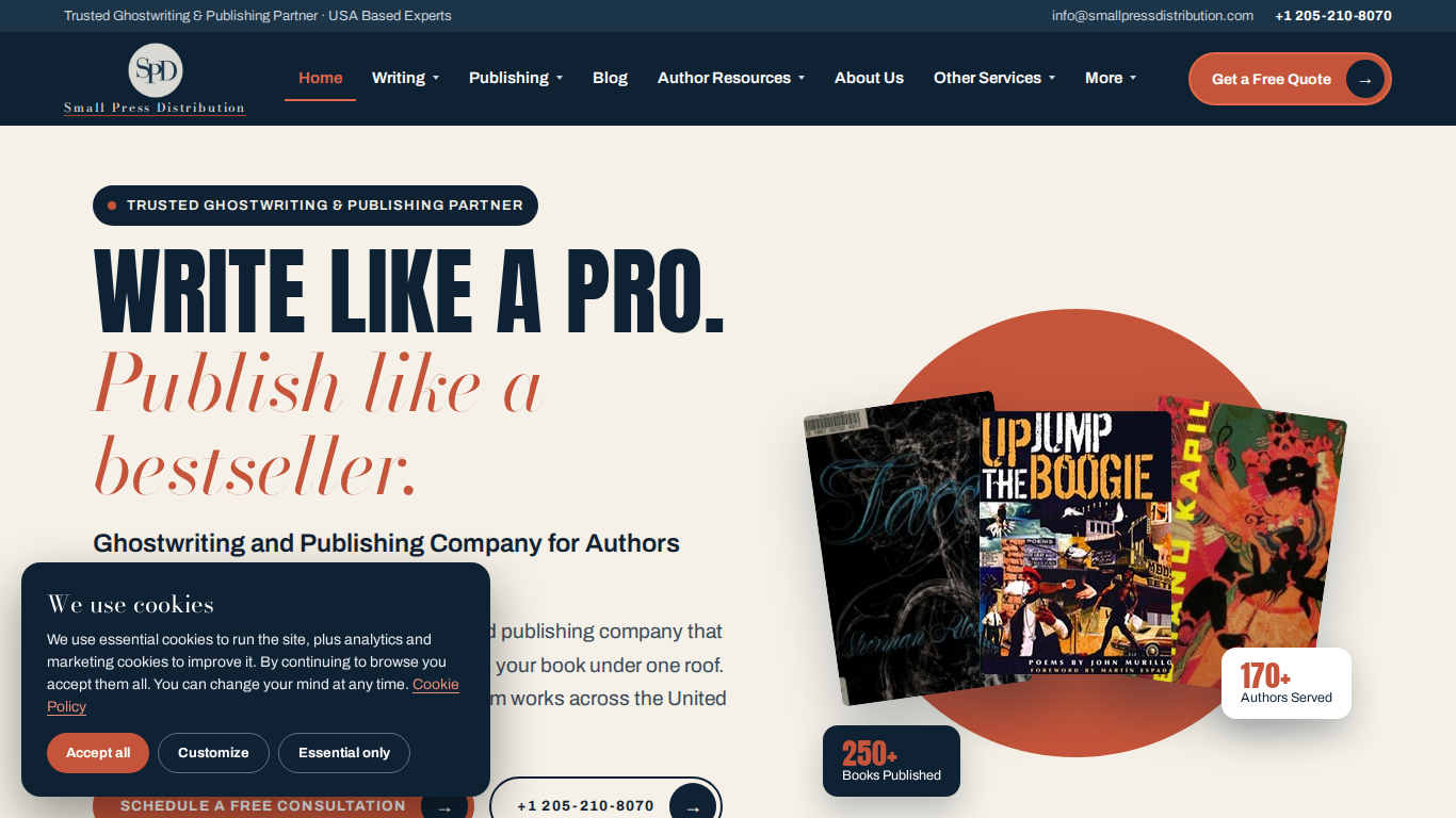 Desktop screenshot of smallpressdistribution.com captured for SEO analysis