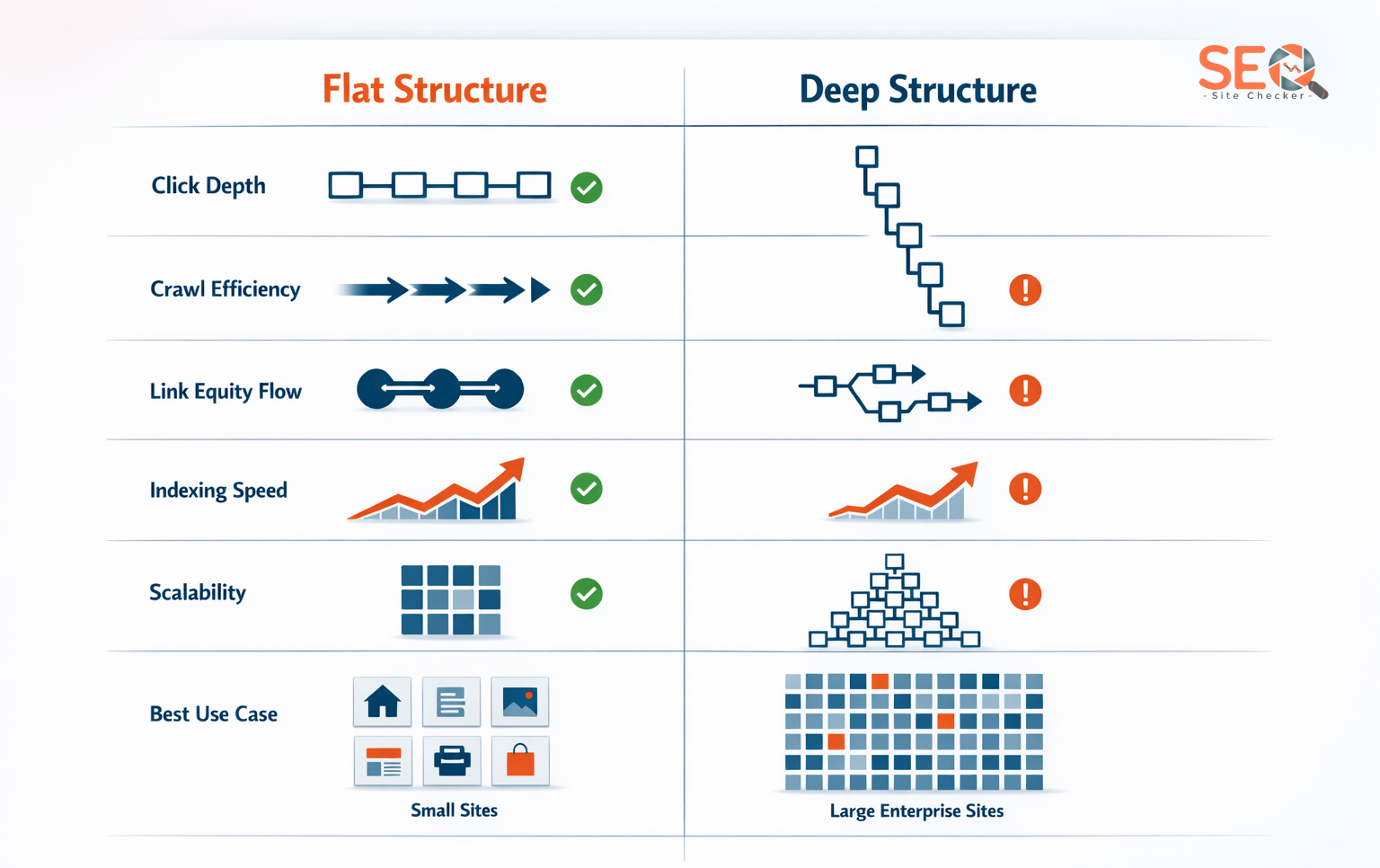 Flat vs Deep Website Structure: Comparison Table