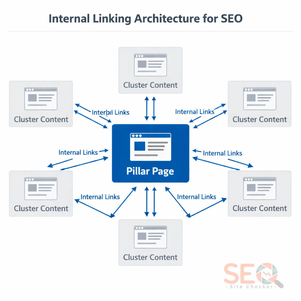 Internal linking architecture diagram for an SEO friendly website