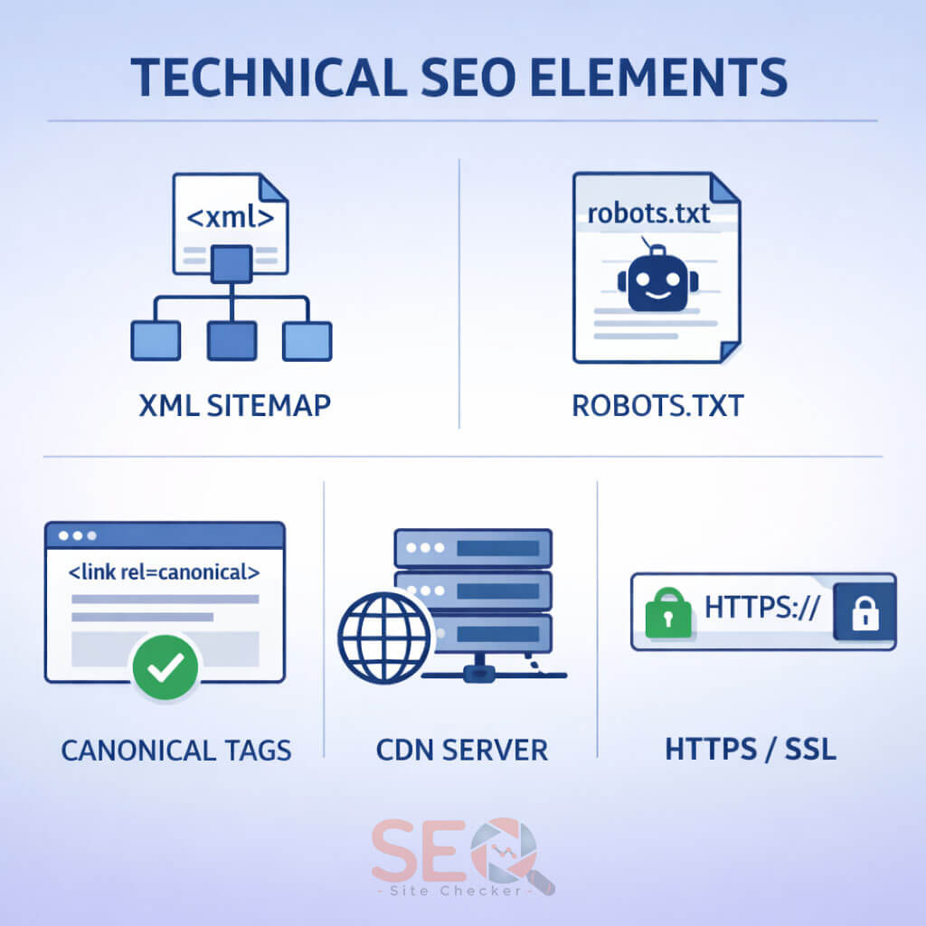Technical setup for an SEO friendly website structure