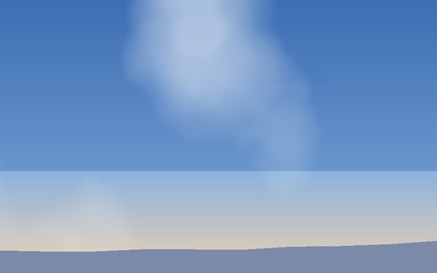 The same sample landscape after removal, with the sky filled in smoothly where the text was