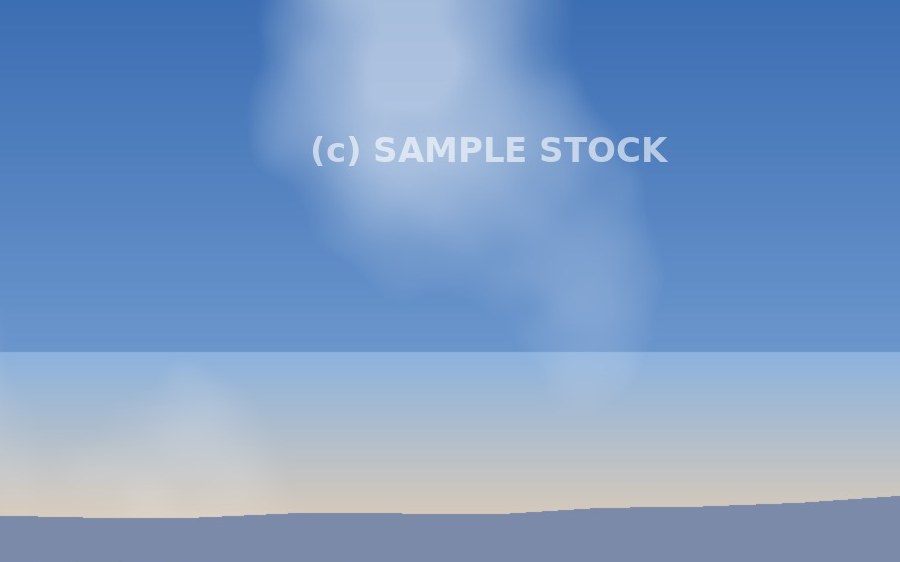 Generated sample landscape with a pale, semi-transparent text watermark across the sky, before removal
